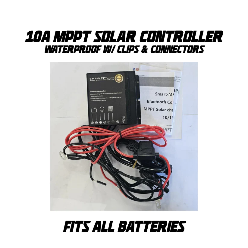 10A Waterproof MPPT Solar Controller with Clips & Connectors (All Battery Types)