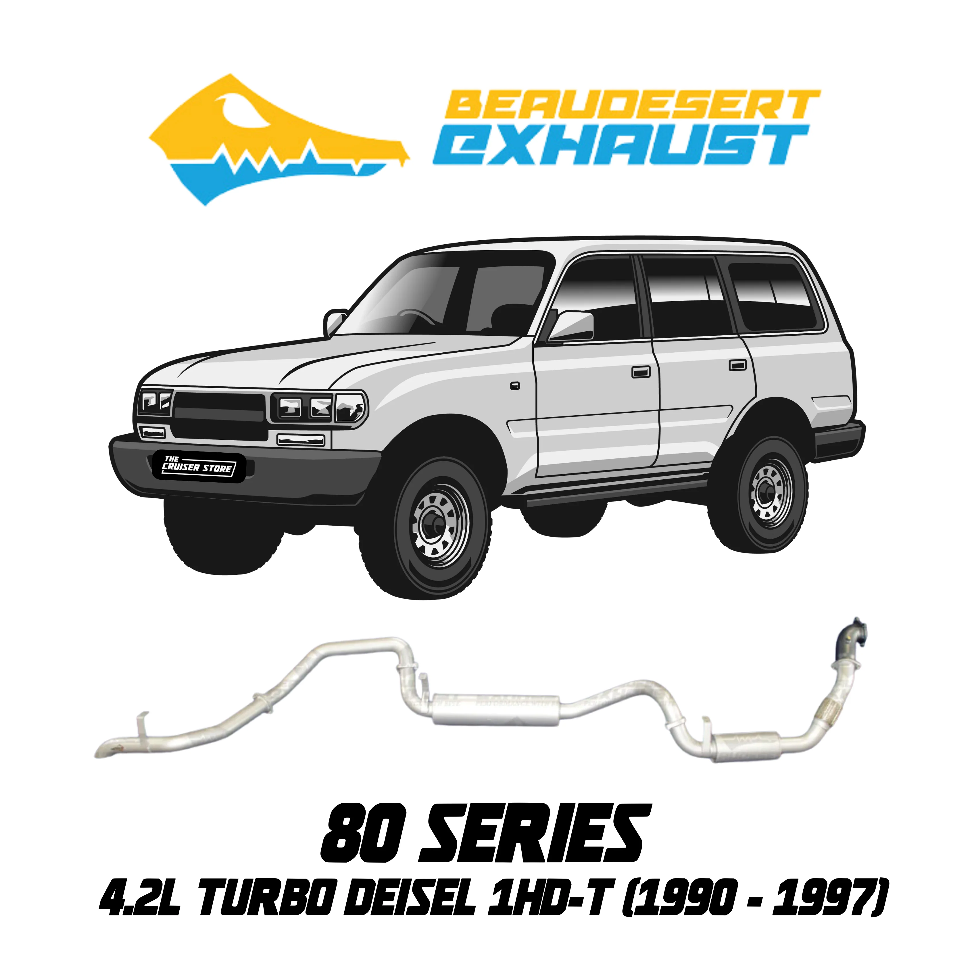 Beaudesert Exhaust - Suitable for TOYOTA LANDCRUISER 1990-1997 3″ 80 Series Ute 4.2L Turbo Diesel Exhaust