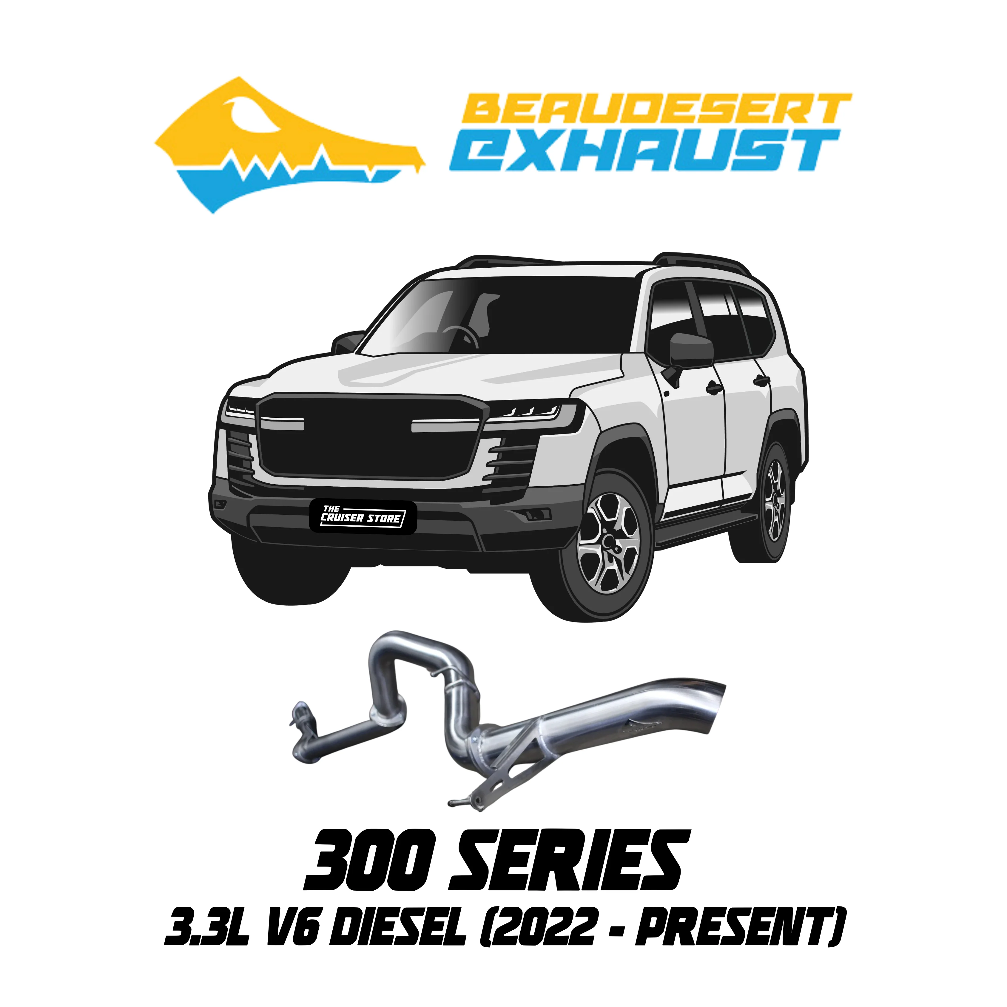 Beaudesert Exhaust - Suitable for TOYOTA LANDCRUISER 2022-Current 300 Series 3.3L V6 Diesel Exhaust With DPF