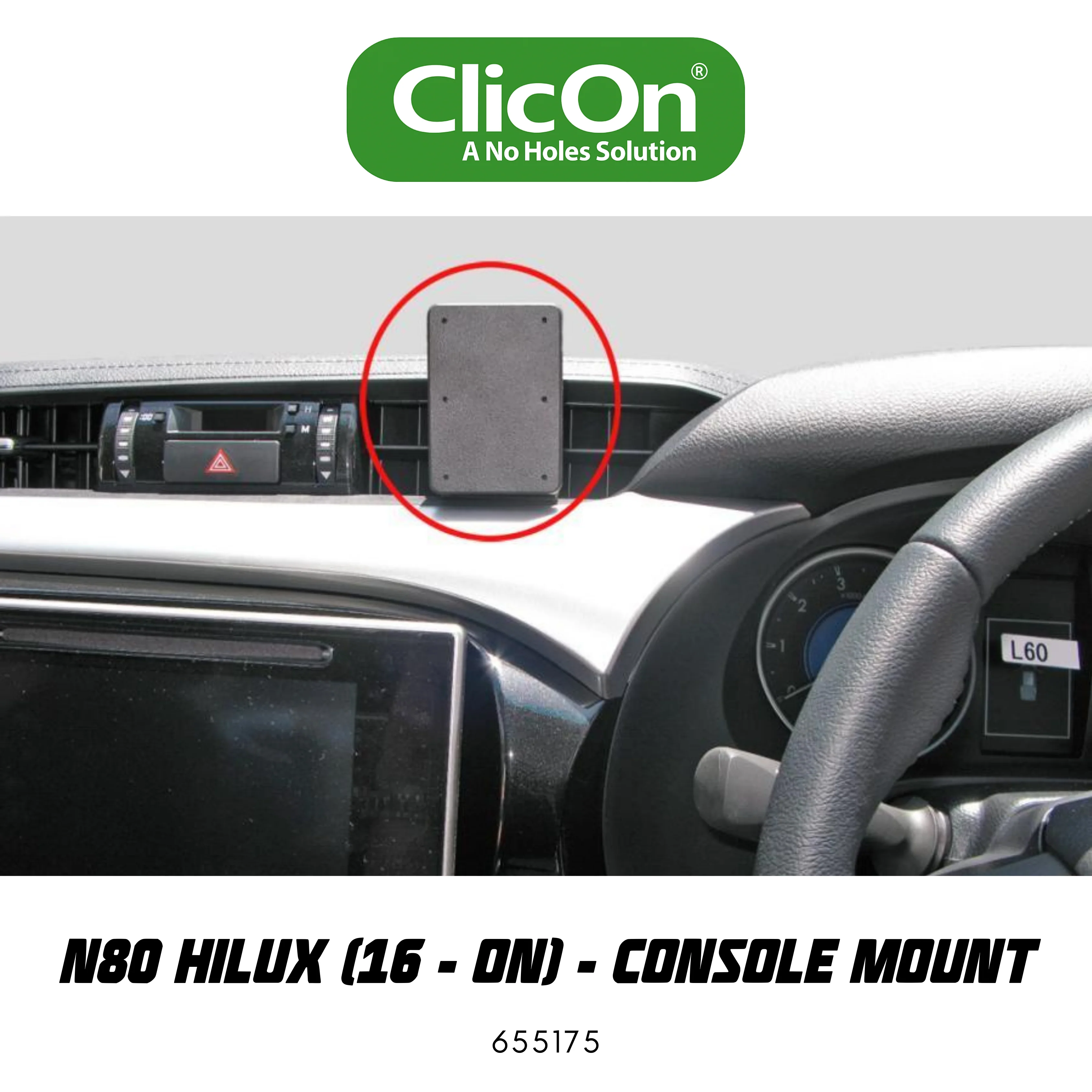 ClicOn Dash Mount - Suit N80 Hilux 16-ON - Console Mount (655175)