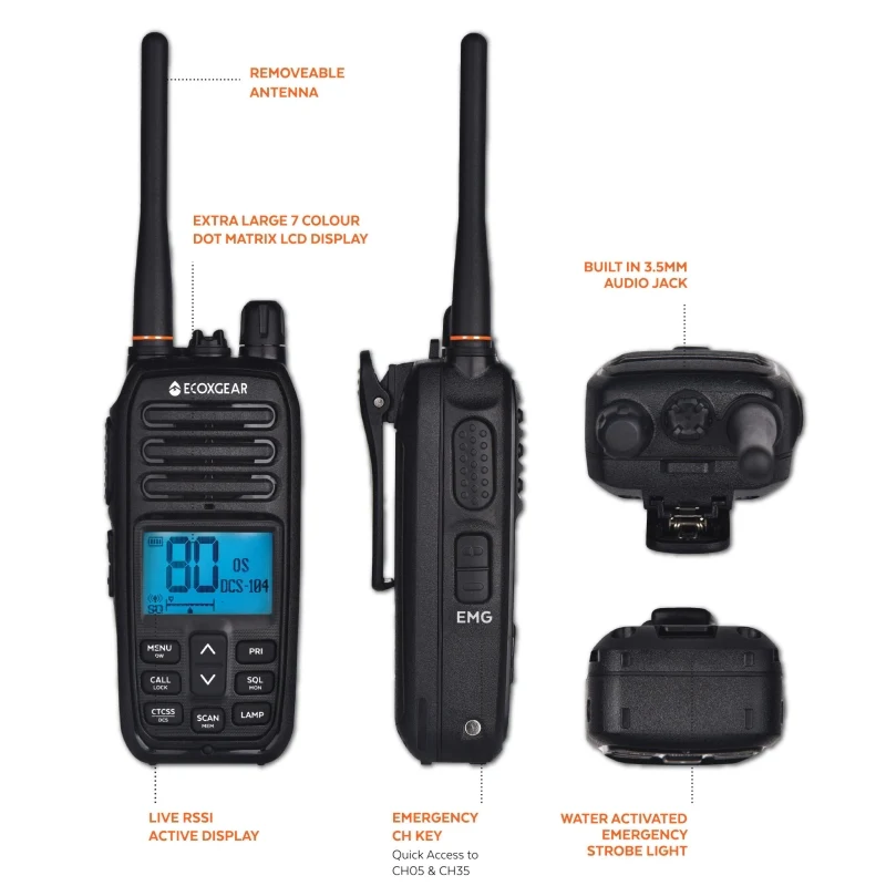 ECOXTALK 5-Watt Long Range IP67 Handheld UHF Radio Twin Pack (17km) - Image 3