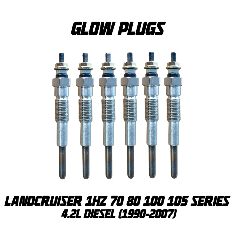 Glow Plugs (6 Pcs) - Suitable for Use with Toyota Landcruiser 1HZ 1990-2007 4.2L Diesel 70 80 100 105 Series