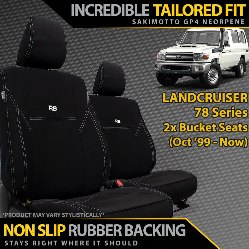 Razorback 4x4 - Toyota Landcruiser 78 Series - 2x Buckets - GP4 Neoprene 2x Front Seat Covers (In Stock)