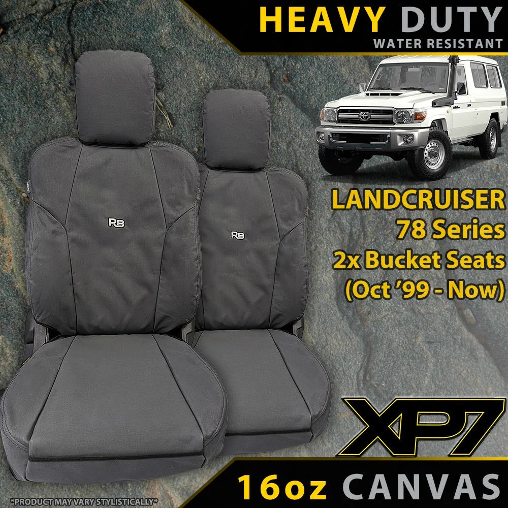Razorback 4x4 - Toyota Landcruiser 78 Series - 2x Buckets - XP7 Heavy Duty Canvas 2x Front Row Seat Covers (Available)