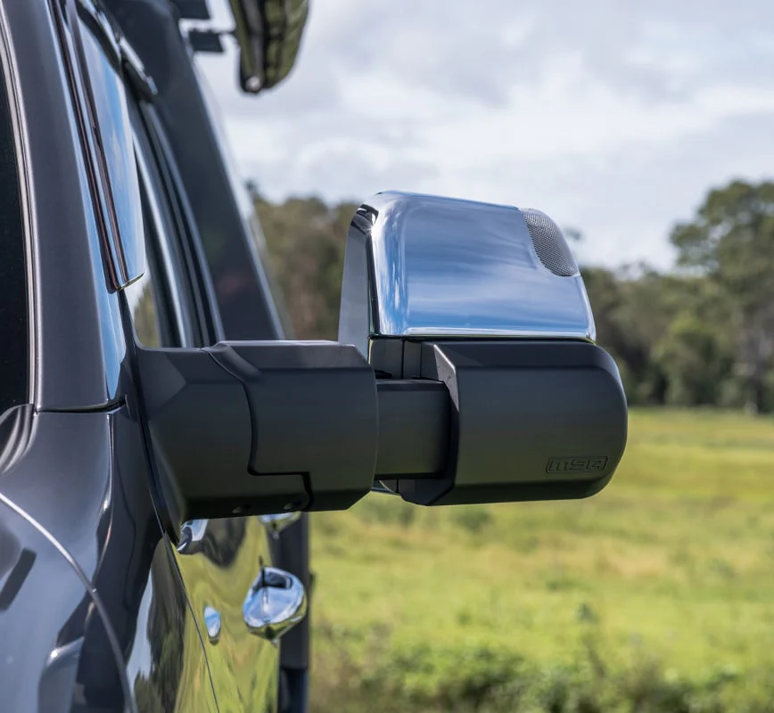 MSA 4x4 POWER FOLD™ Towing Mirrors - suitable for Landcruiser 76-78 Series 09/2023-Current (Black, Electric, Indicators, Power Fold) - TM452 - Image 10