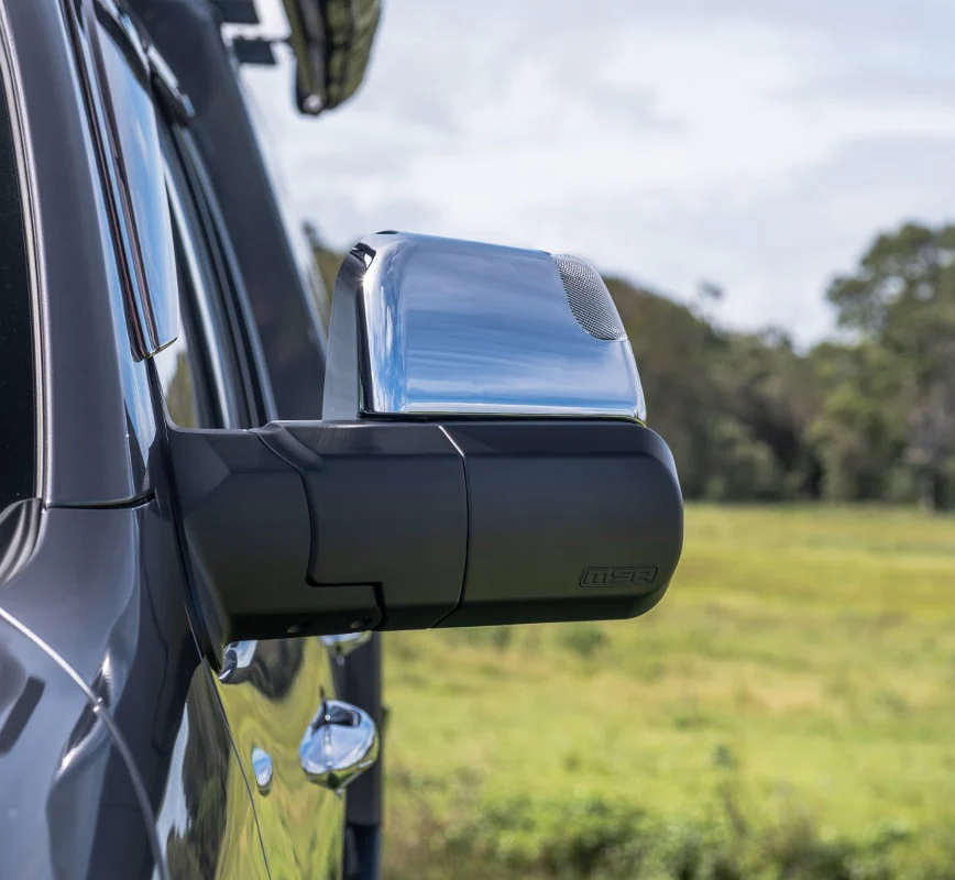 MSA 4x4 POWER FOLD™ Towing Mirrors - suitable for Landcruiser 76-78 Series 09/2023-Current (Black, Electric, Indicators, Power Fold) - TM452 - Image 11