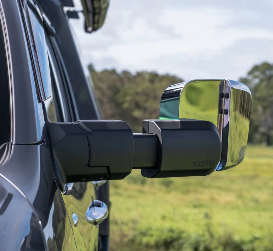 MSA 4x4 POWER FOLD™ Towing Mirrors - suitable for Landcruiser 76-78 Series 09/2023-Current (Black, Electric, Indicators, Power Fold) - TM452 - Image 8