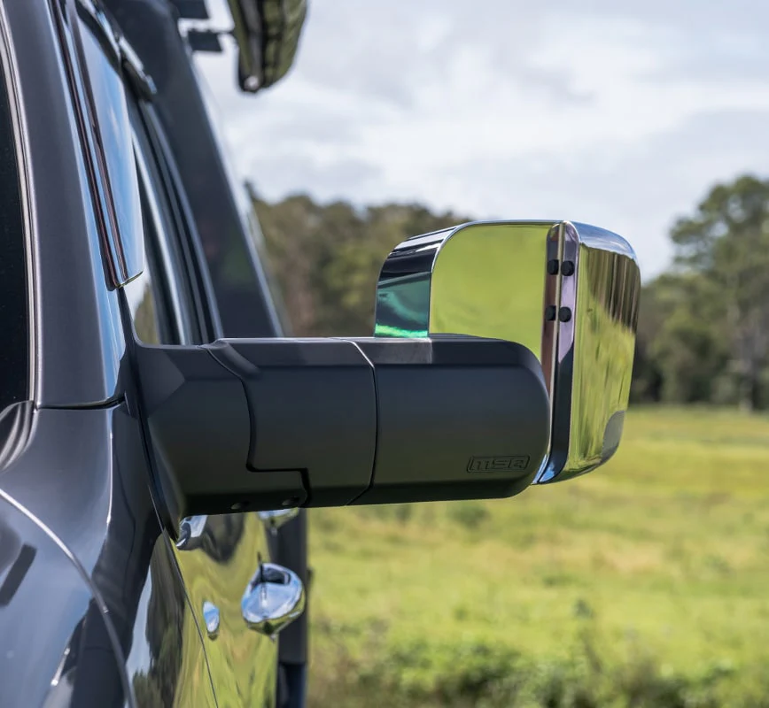 MSA 4x4 POWER FOLD™ Towing Mirrors - suitable for Landcruiser 76-78 Series 09/2023-Current (Black, Electric, Indicators, Power Fold) - TM452 - Image 9