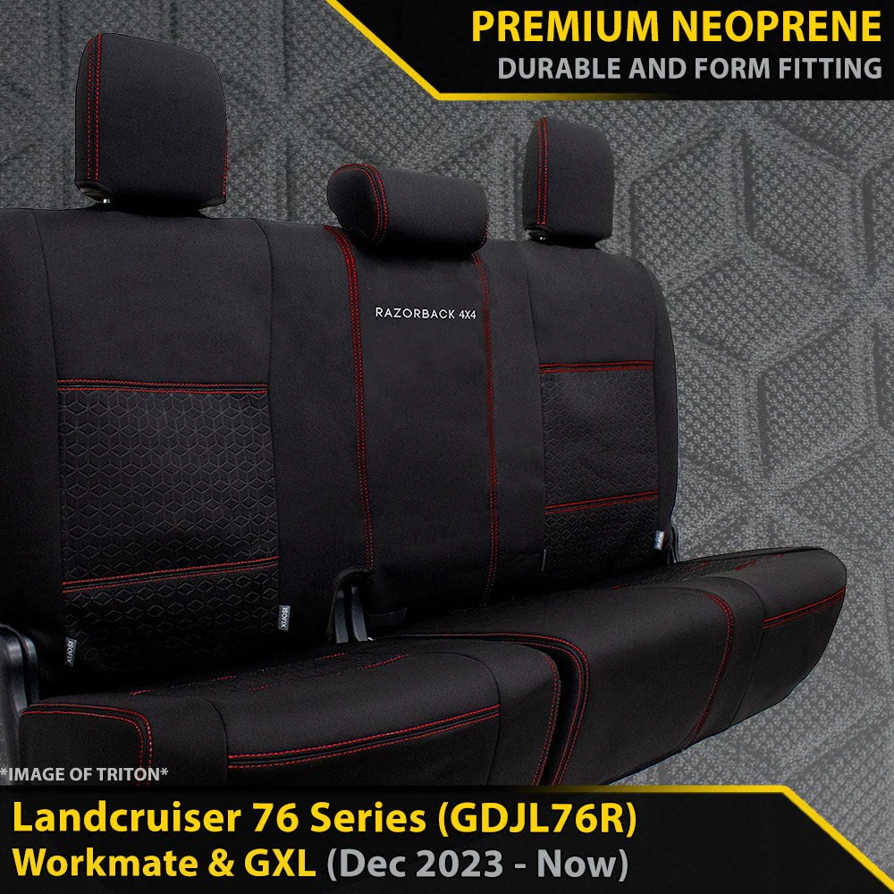 Razorback 4x4 - Toyota Landcruiser 76 Series - Post-Facelift (GDJL76R) - GP6 Premium Neoprene Rear Row Seat Covers (Made to Order)