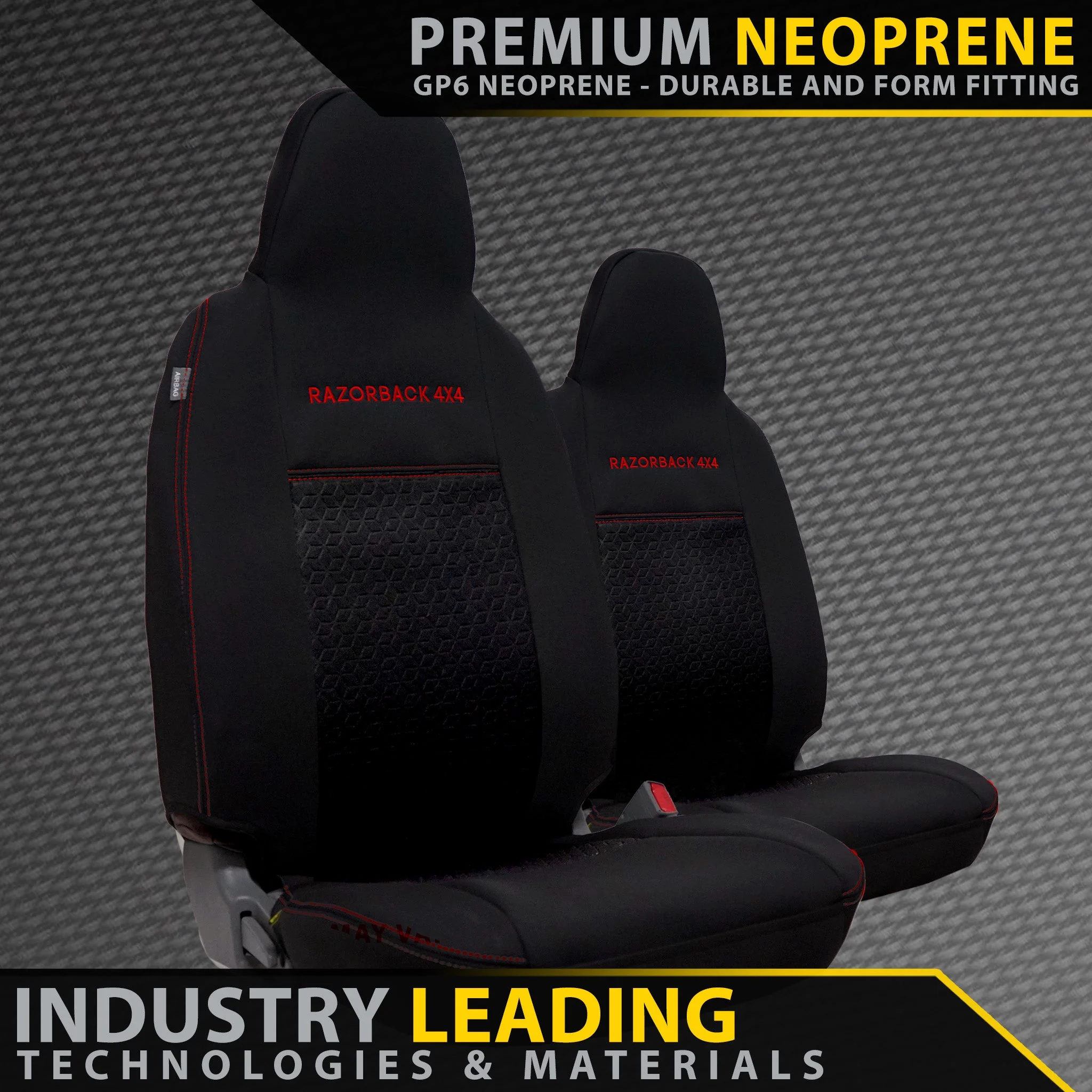 Razorback 4x4 - Toyota Hilux 8th Gen - Single Cab - GP6 Premium Neoprene 2x Front Seat Covers (Made to Order)