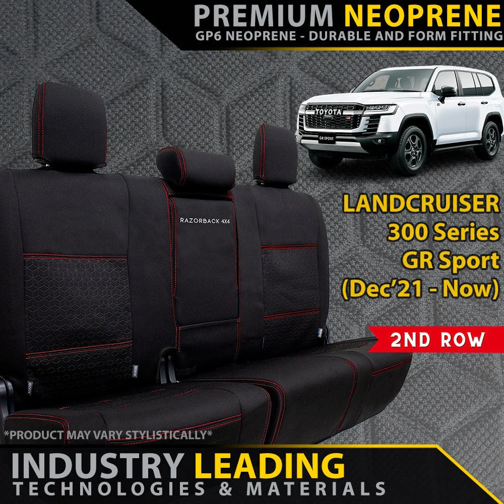 Razorback 4x4 - Toyota Landcruiser 300 Series - GR Sport - GP6 Premium Neoprene 2nd Row Seat Covers (Made to Order)