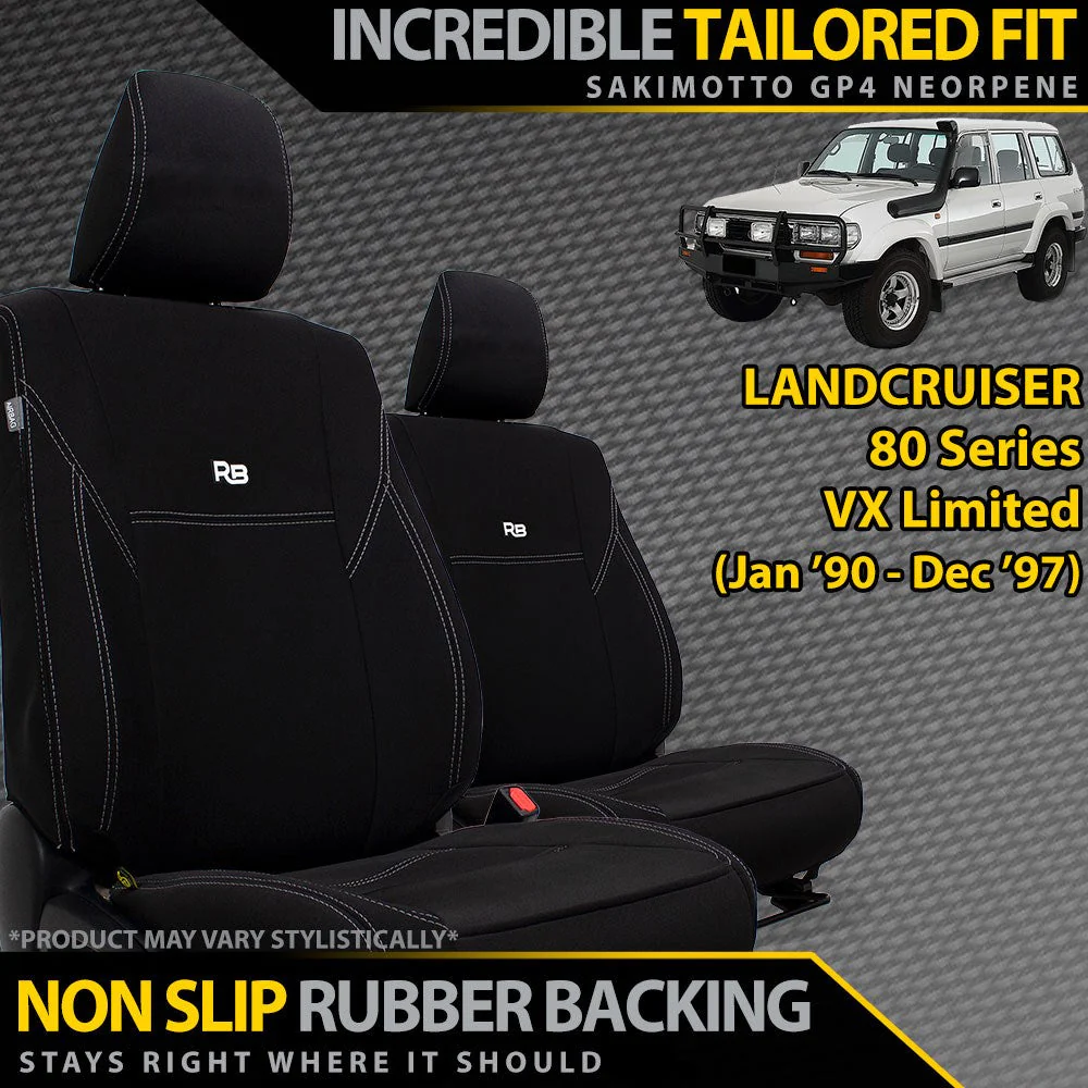 Razorback 4x4 - Toyota Landcruiser 80 Series - VX Limited - GP4 Neoprene 2x Front Seat Covers (Made to Order)