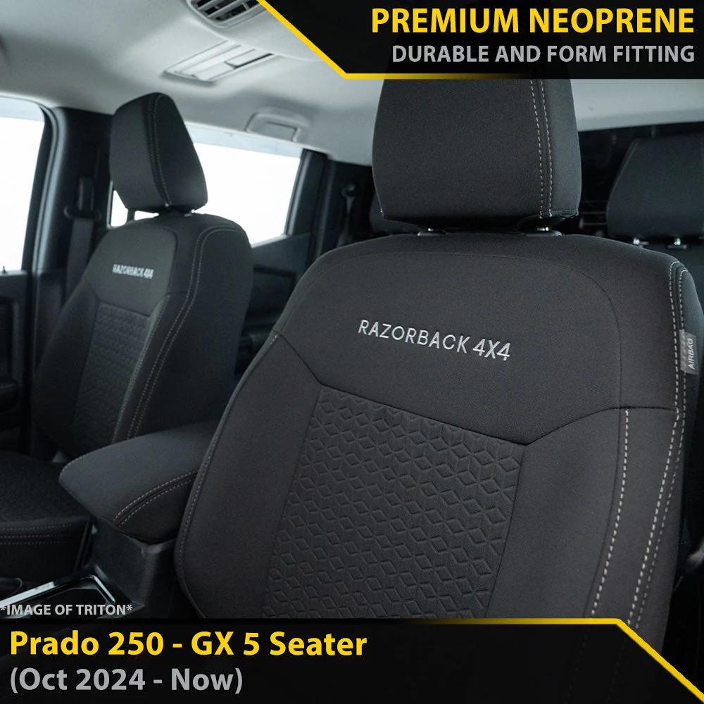 Razorback 4x4 - Toyota Prado 250 - GX - GP6 Premium Neoprene 2x Front Seat Covers (Made to Order)