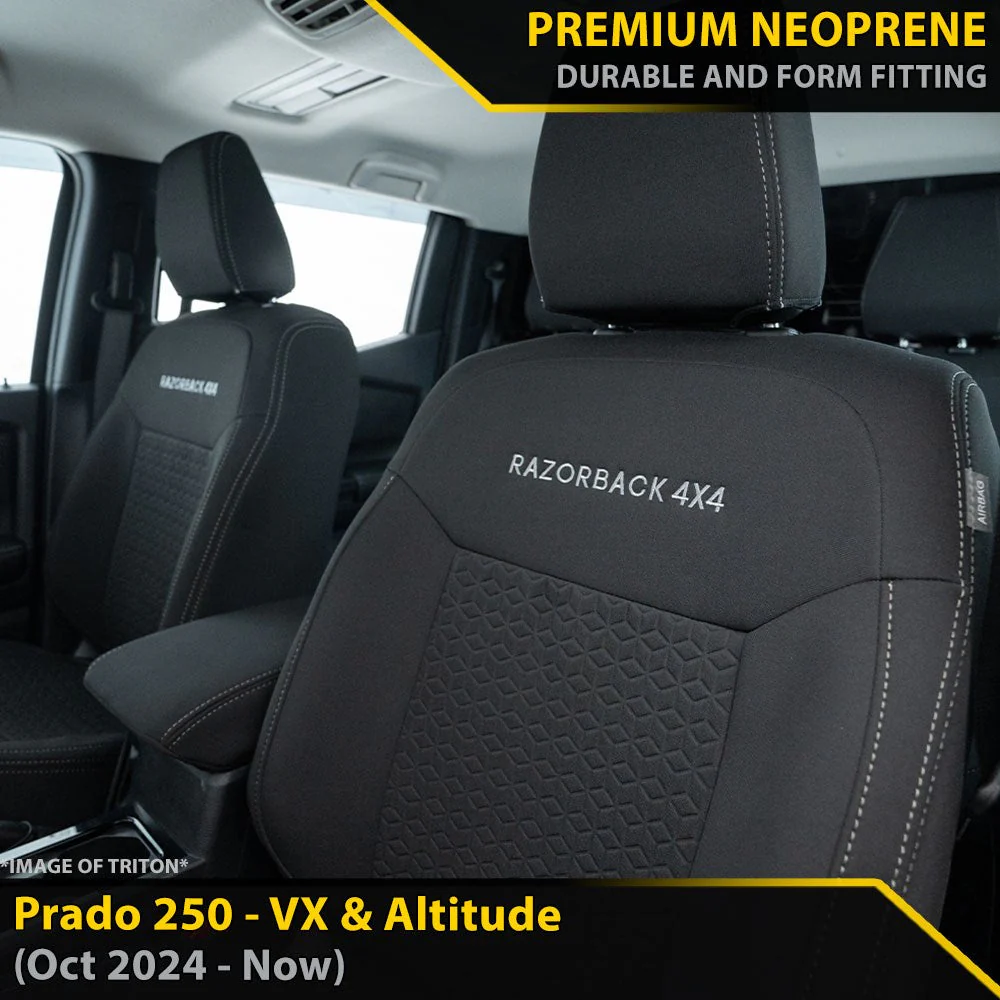 Razorback 4x4 - Toyota Prado 250 - VX & Altitude - GP6 Premium Neoprene 2x Front Seat Covers (Made to Order)