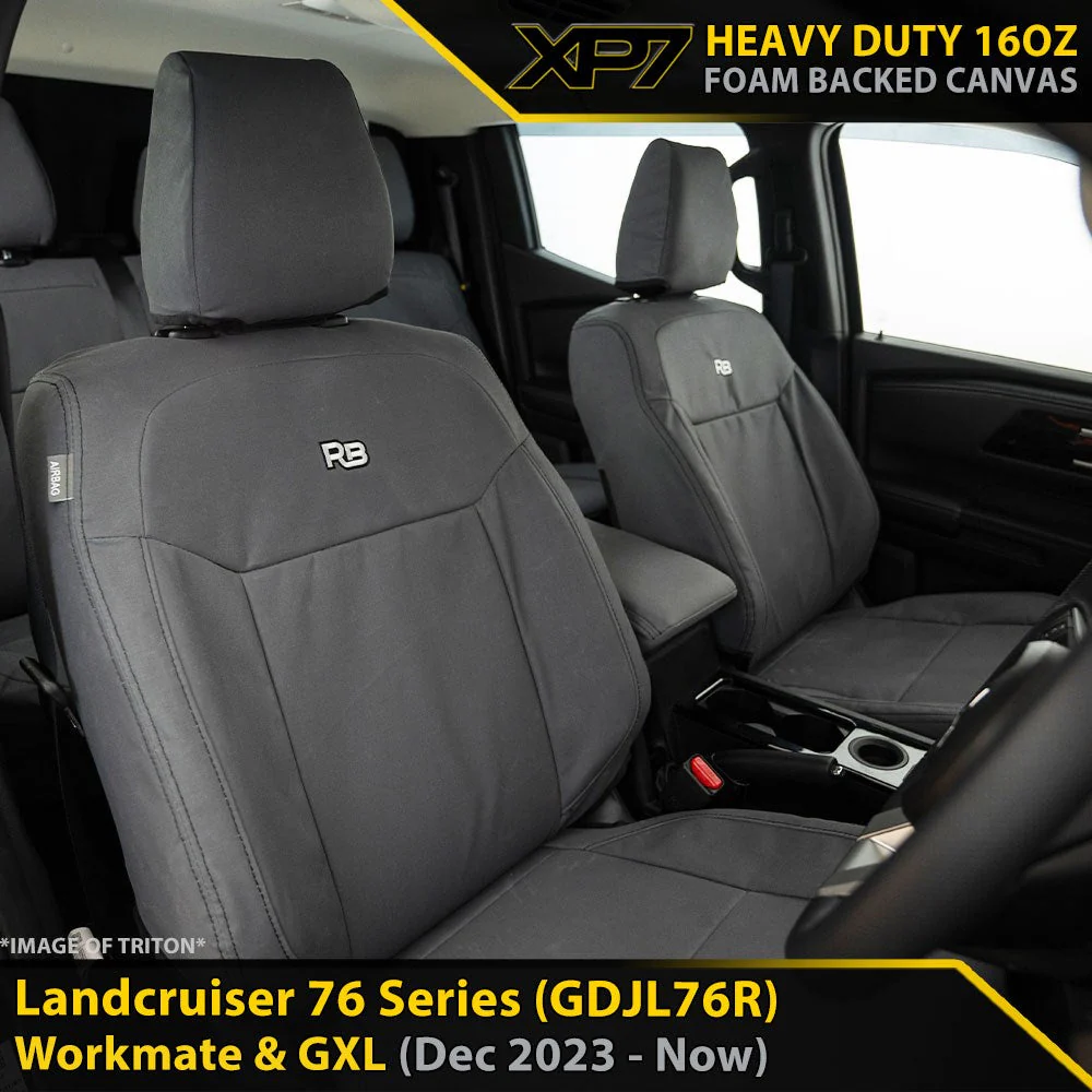 Razorback 4x4 - Toyota Landcruiser 76 Series - Post-Facelift (GDJL76R) - XP7 Heavy-Duty Canvas 2x Front Seat Covers (Available)