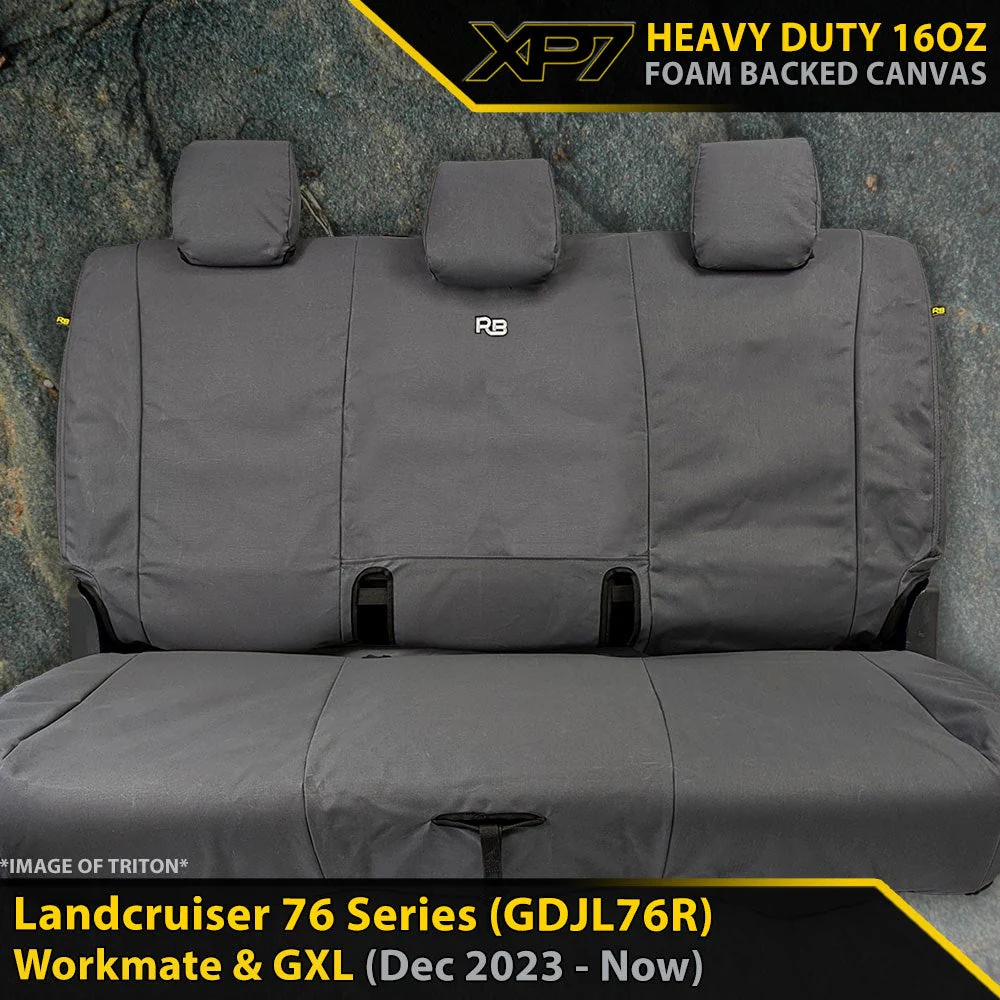 Razorback 4x4 - Toyota Landcruiser 76 Series - Post-Facelift (GDJL76R) - XP7 Heavy-Duty Canvas Rear Row Seat Covers (Made to Order)