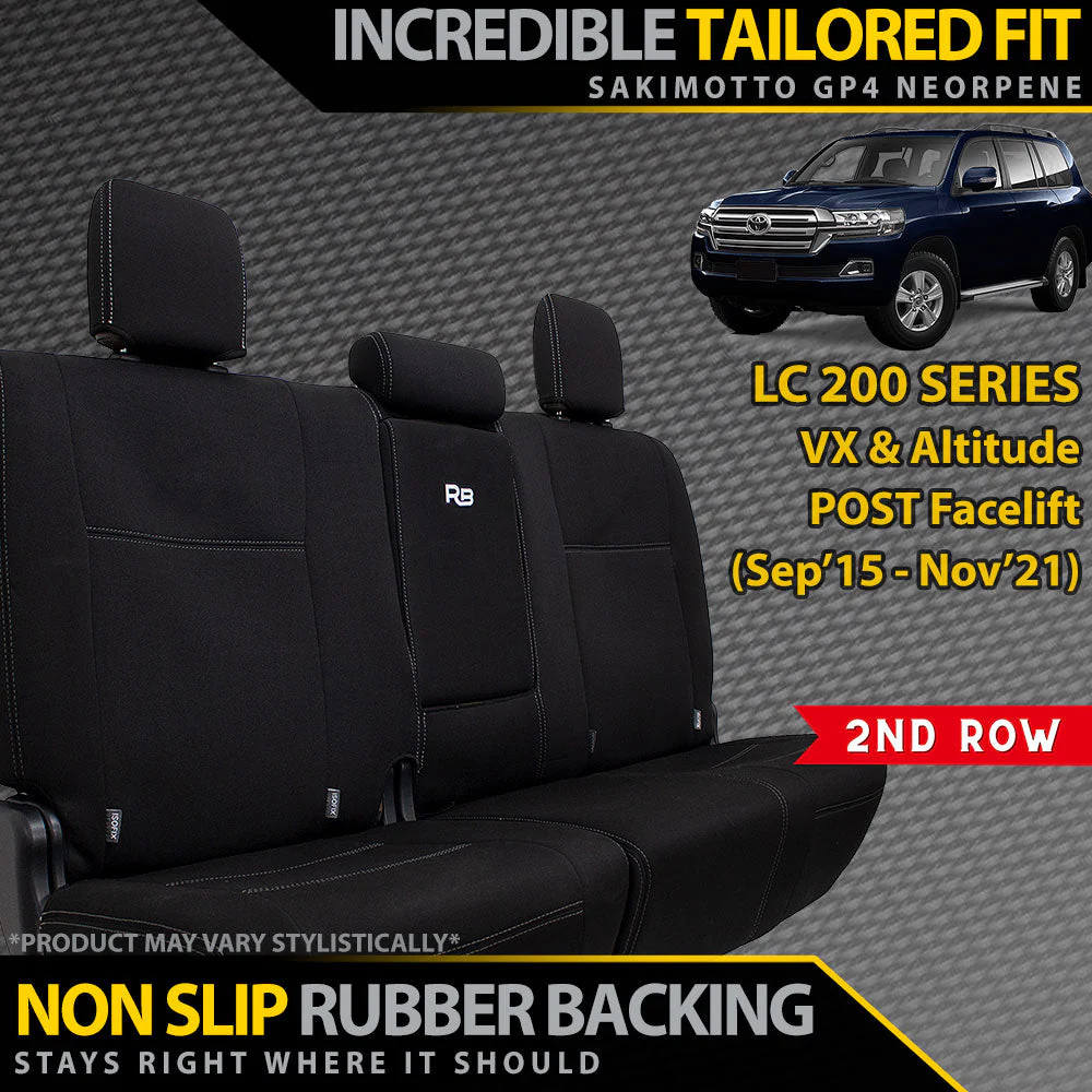 Razorback 4x4 - Toyota Landcruiser 200 Series - VX, Altitude & Sahara (Sep 2015+) - GP4 Neoprene 2nd Row Seat Covers (In Stock)