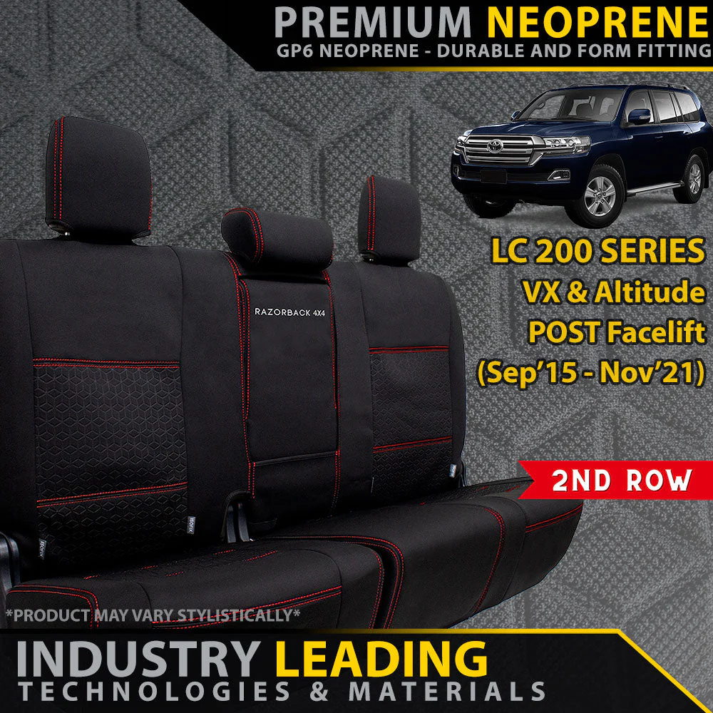 Razorback 4x4 - Toyota Landcruiser 200 Series - VX, Altitude & Sahara (Sep 2015+) - GP6 Premium Neoprene 2nd Row Seat Covers (Made to Order)