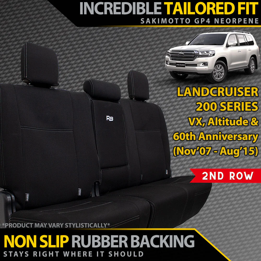 Razorback 4x4 - Toyota Landcruiser 200 Series - VX, Altitude & Sahara (Nov '07 - Sep '15) - GP4 Neoprene 2nd Row Seat Covers (Made to Order)
