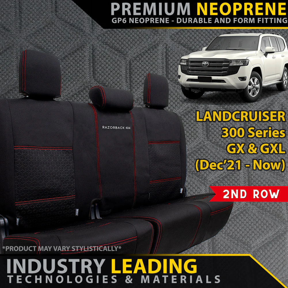 Razorback 4x4 - Toyota Landcruiser 300 Series - GX & Pre-Facelift GXL - GP6 Premium Neoprene 2nd Row Seat Covers (Made to Order)