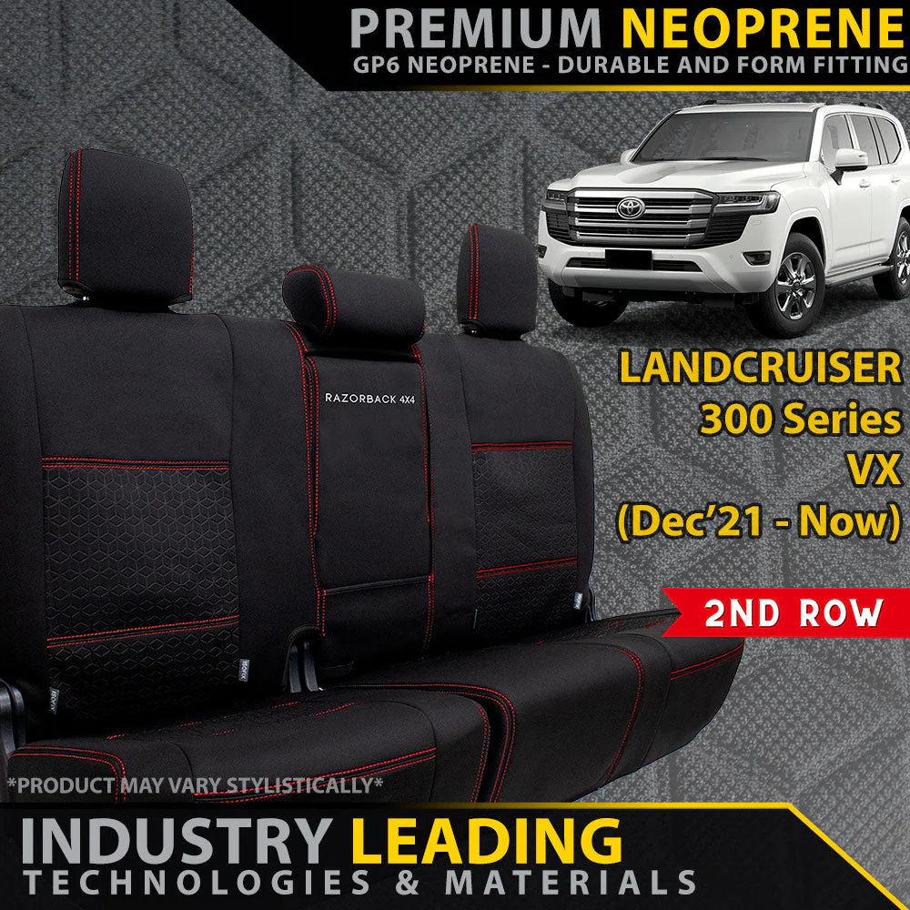 Razorback 4x4 - Toyota Landcruiser 300 Series - VX - GP6 Premium Neoprene 2nd Row Seat Covers (Made to Order)