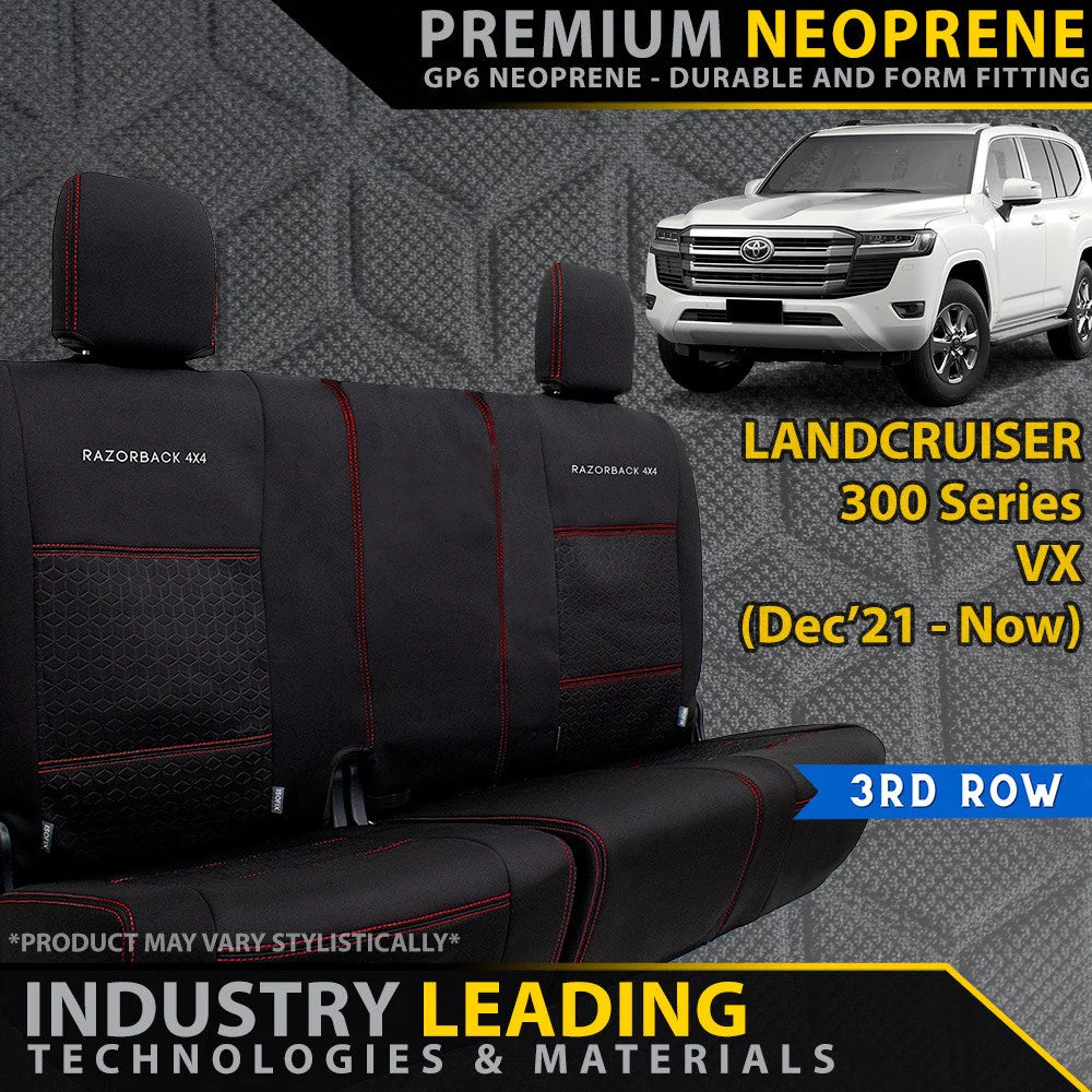 Razorback 4x4 - Toyota Landcruiser 300 Series - VX - GP6 Premium Neoprene 3rd Row Seat Covers (Made to Order)