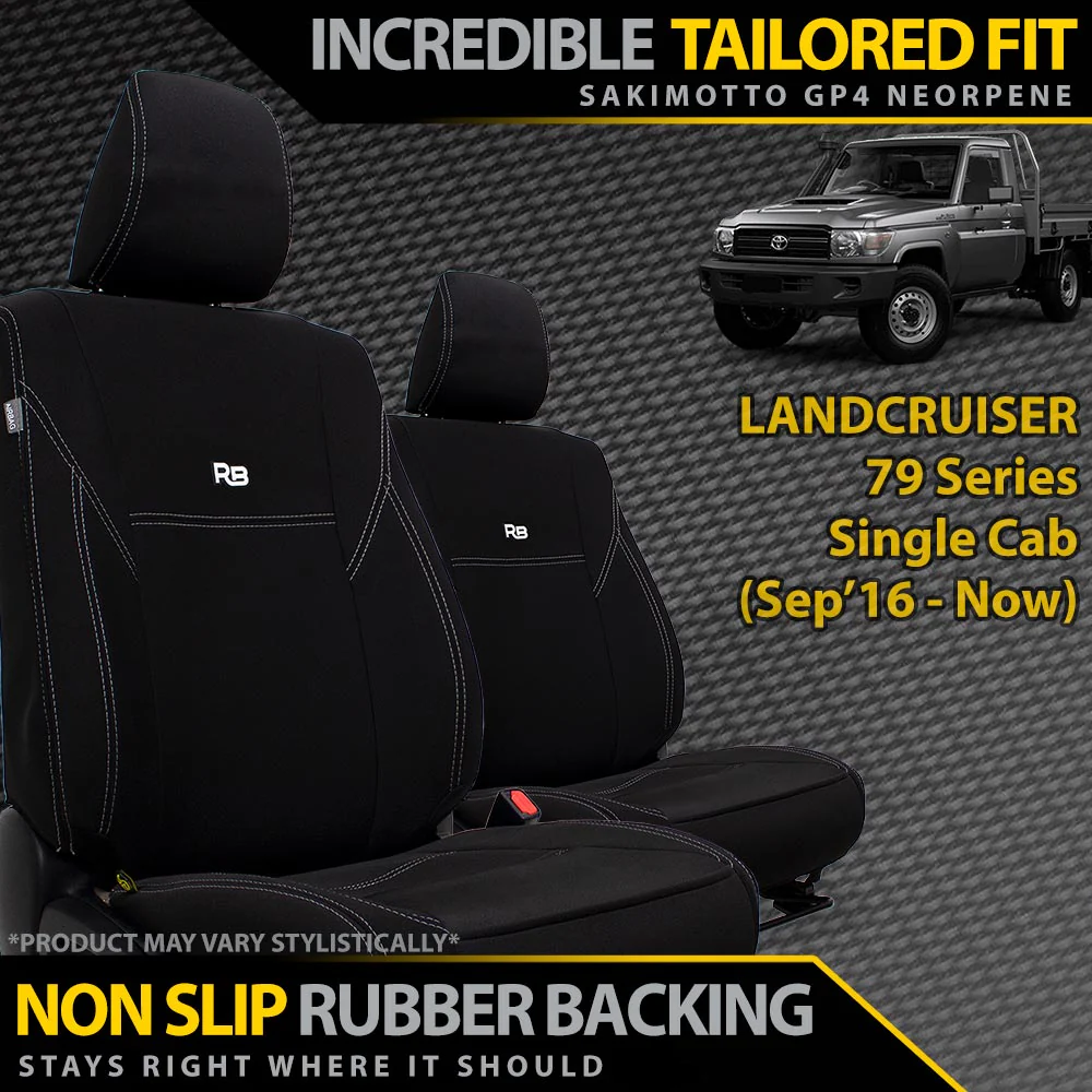 Razorback 4x4 - Toyota Landcruiser 79 Series - Single Cab (Oct 2016+) - GP4 Neoprene 2x Front Seat Covers (Available)