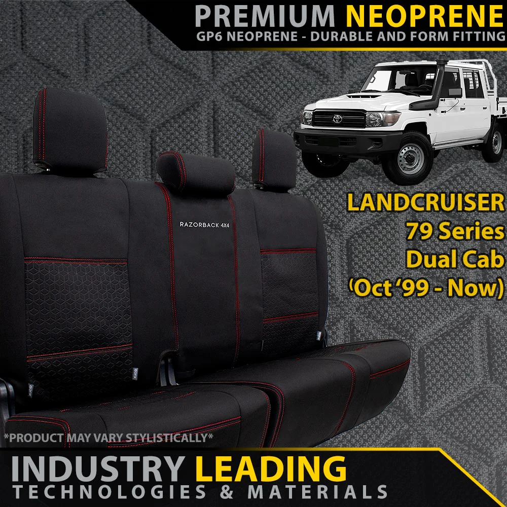 Razorback 4x4 - Toyota Landcruiser 79 Series - Dual Cab - GP6 Premium Neoprene Rear Row Seat Covers (Made to Order)