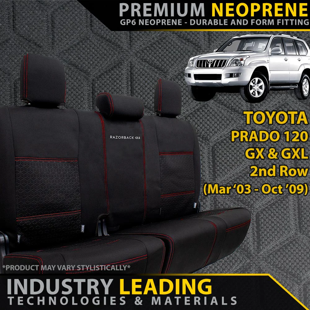 Razorback 4x4 - Toyota Prado 120 - GP6 Premium Neoprene 2nd Row Seat Covers (Made to Order)