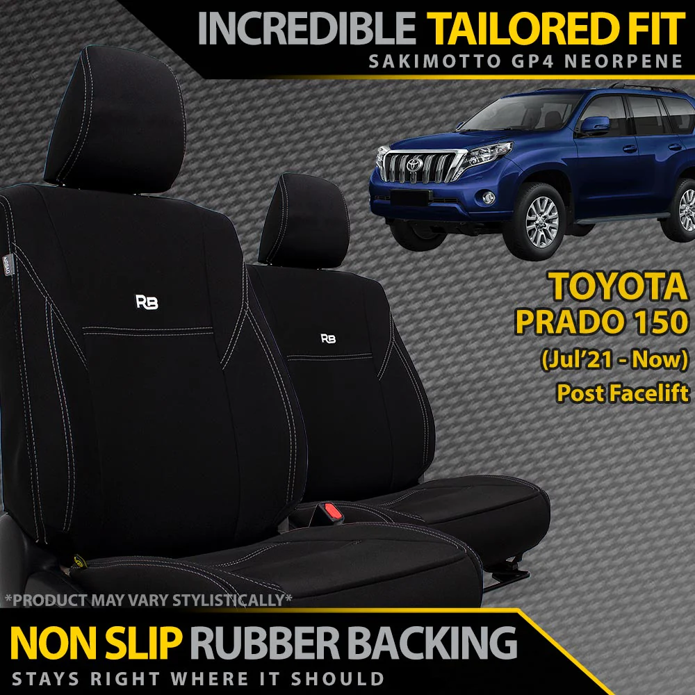 Razorback 4x4 - Toyota Prado 150 - Post-Facelift - GP4 Neoprene 2x Front Seat Covers (In Stock)