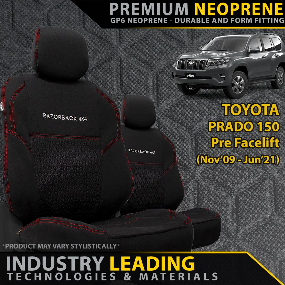 Razorback 4x4 - Toyota Prado 150 - Pre-Facelift - GP6 Premium Neoprene 2x Front Seat Covers (Made to Order)